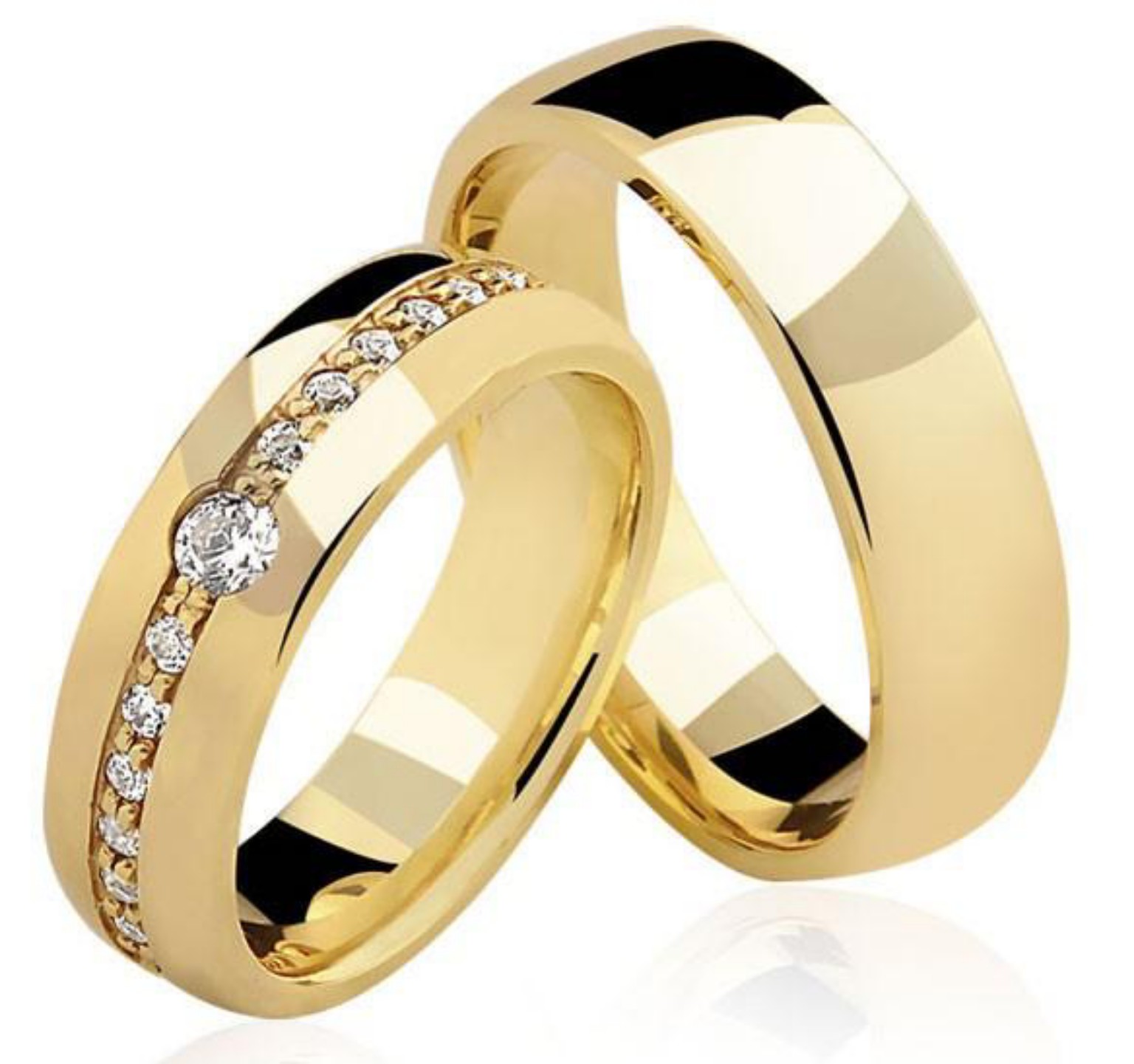 Modelo personalizado de alianças em ouro 18K